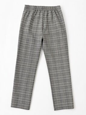 Gray Plaid Women’s Elastic-Waist Pants